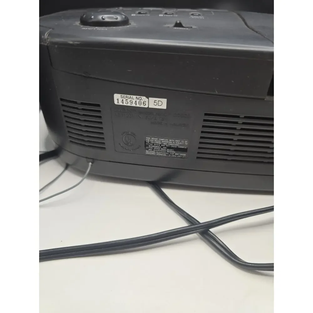 Sony ICF-CD820 AM/FM CD Clock Radio Player Alarm Space Saver Black - TESTED